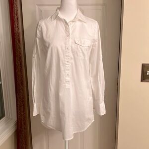 J. Crew Classic White Tunic/Shirt Long Sleeve White Size XS